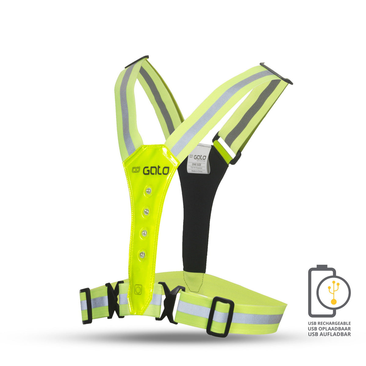 Gilet sportivo Gato Safer LED USB giallo neon taglia unica
