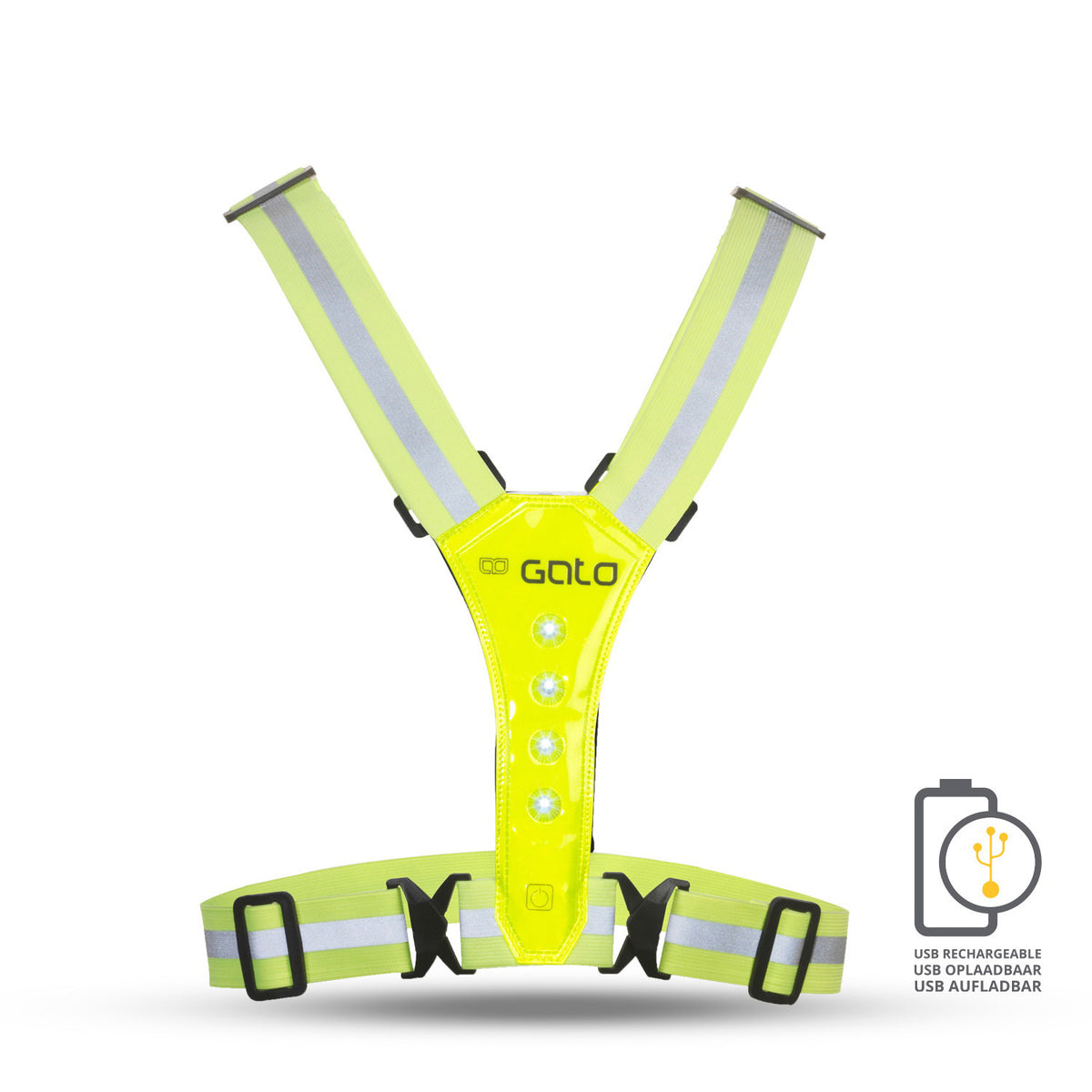 Gilet sportivo Gato Safer LED USB giallo neon taglia unica