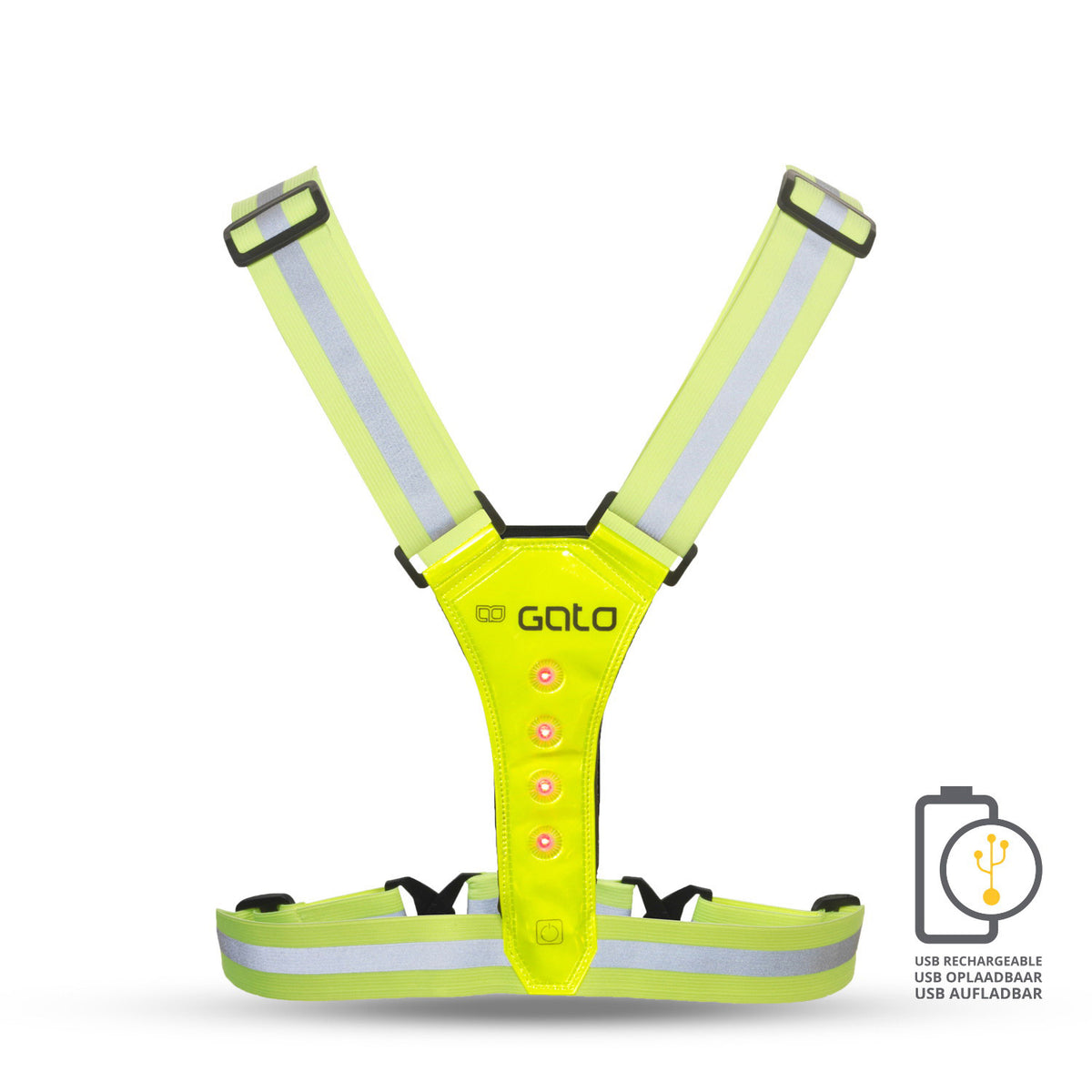 Gilet sportivo Gato Safer LED USB giallo neon taglia unica