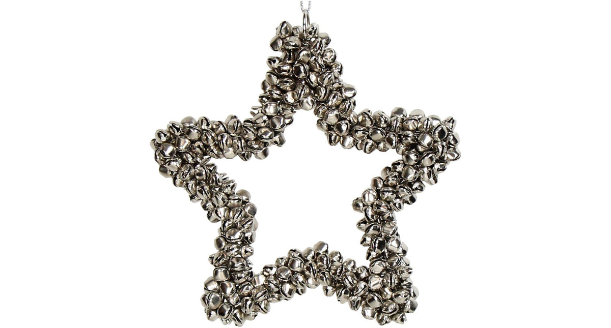 Ornament bells star metal silver 14cm