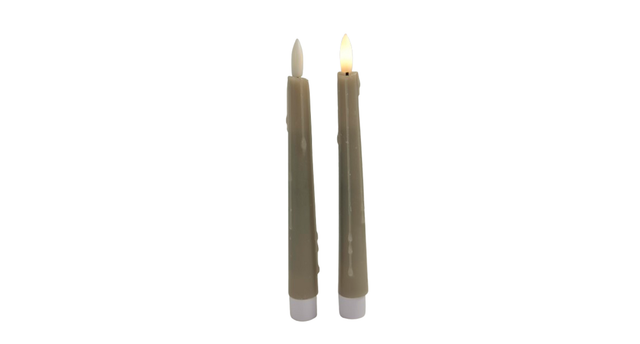 Led dinerkaars druip 20cm lichtgrijs set 2 (excl. 1xaaa)