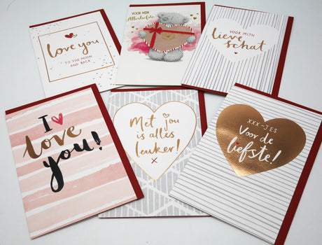 Set di 6 biglietti di San Valentino con 6 diversi biglietti d'amore