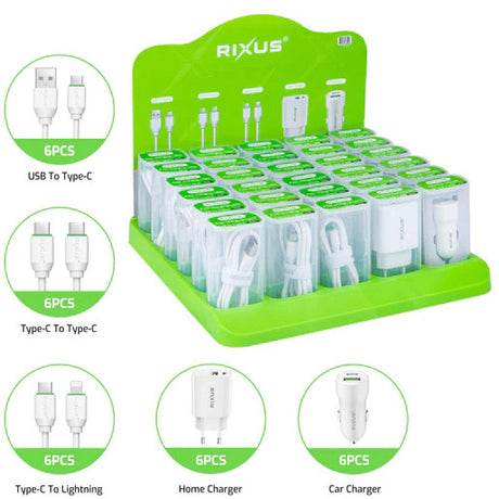 Espositore da banco Rixus per abbigliamento sportivo olimpico rxds01 cavi e caricabatterie pieni