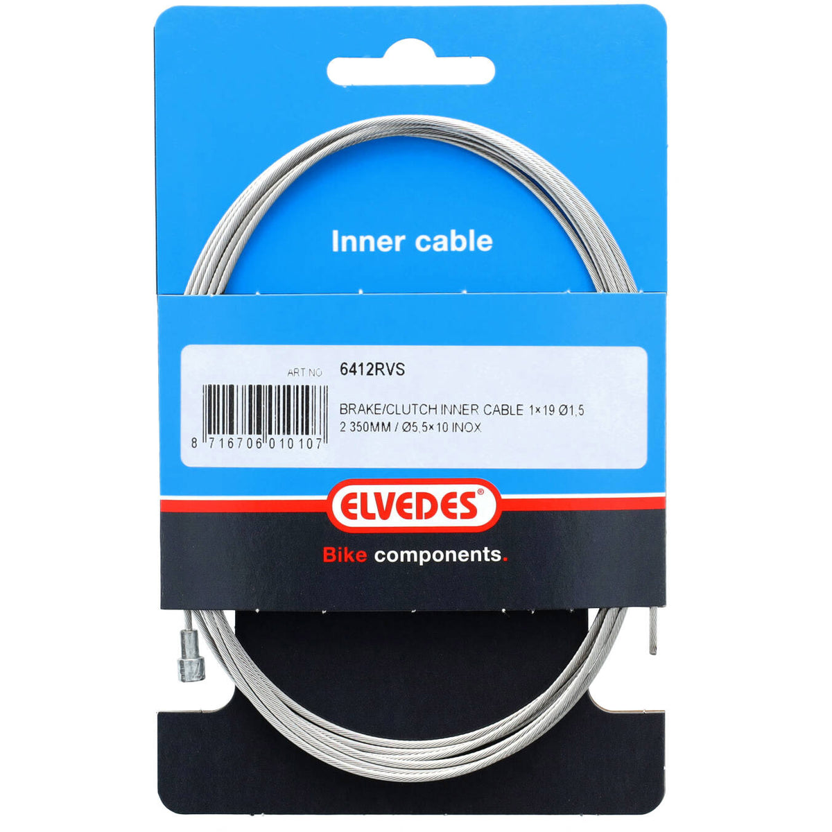 Cavo interno freno Elvedes da 2250 mm in acciaio inossidabile con nipplo a V da 1,5 mm