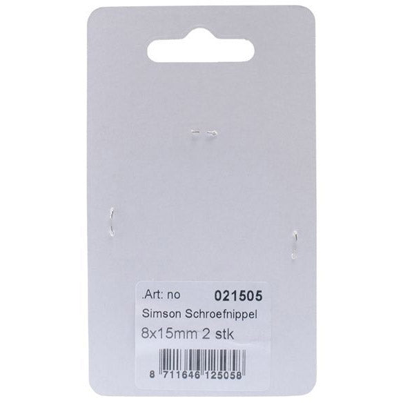 Capezzoli avvita 15 x 8 mm argento 2 pezzi