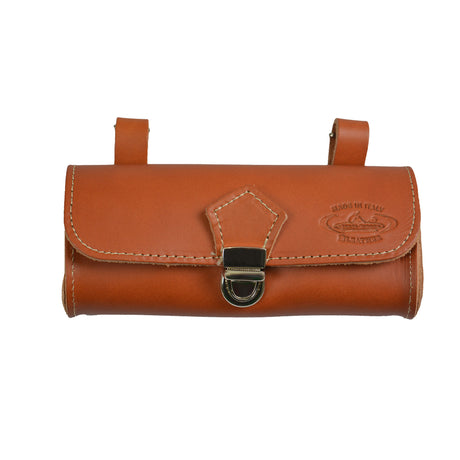 Borsa sottosella Monte grappa in pelle cognac con logo