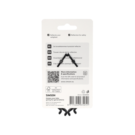 Rema tip top netherlands b.v. Simson S020930 Morsetti Per Pantaloni In Plastica Con Riflessione