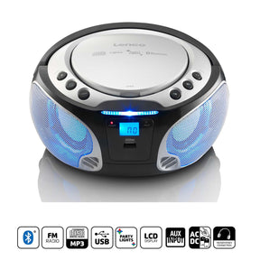 Lenco SCD-550si Radio FM portatile Lettore CD MP3 USB Bluetooth® con luci LED Argento - SCD-550si