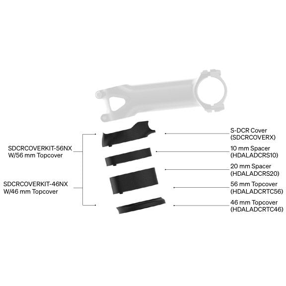 Dedacciai deda s-dcr kit cover: distanziali cover superiore 56mm
