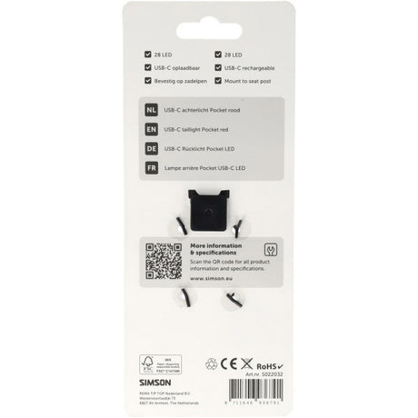 Lampada tascabile Simson USB-C LED rossa