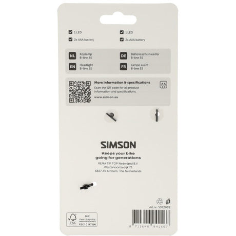 Rema tip top netherlands b.v. Simson faro anteriore aurora b-line 5s