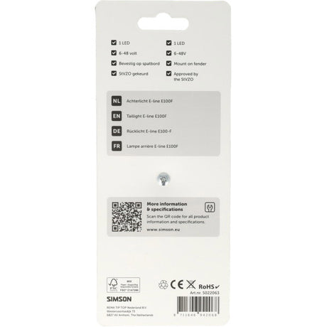 Fanale posteriore Simson Aurora e-line e100f