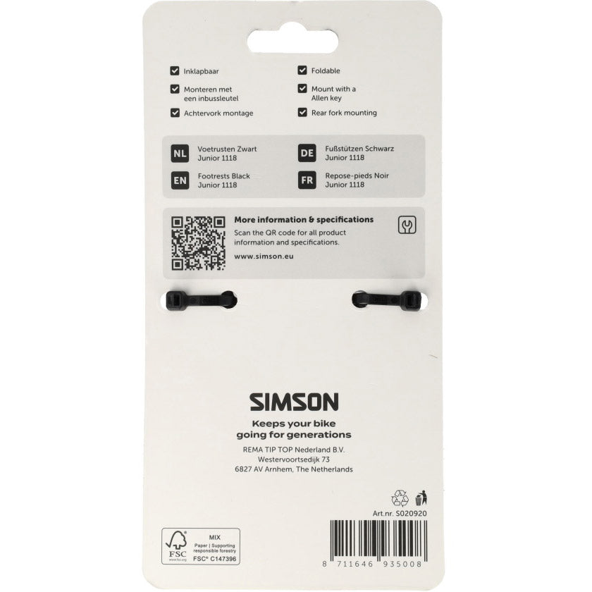 Poggiapiedi Simson nero 1118 su frassino