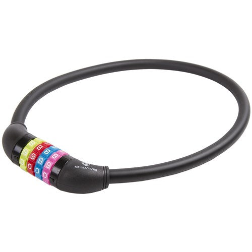 Lucchetto in ottone con cavo numerico M-wave in silicone nero 65 cm 12 mm