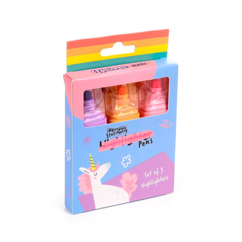 Set di 3 evidenziatori con cappello magico unicorno