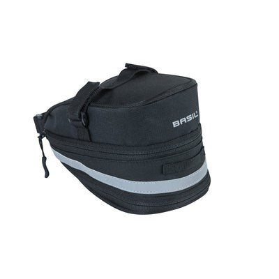Basil Mada Saddle Bag - compatto, nero, 1L, velcro, accessorio per biciclette