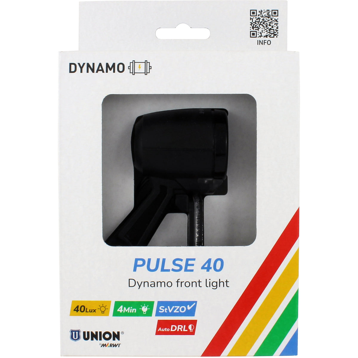 Faro anteriore dinamo da mozzo Union 40 lux auto pulsato 40