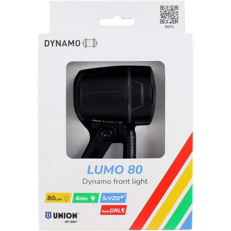 Faro anteriore dinamo da mozzo Union 80 lux auto lumo 80 luce di posizione + luce diurna