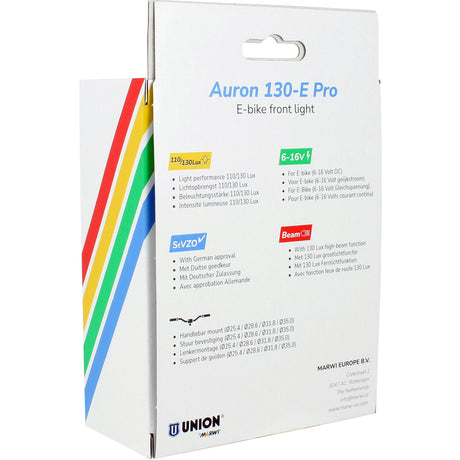 Faro anteriore Qibbel union auron 130-e pro e-bike 6-16v 130lux