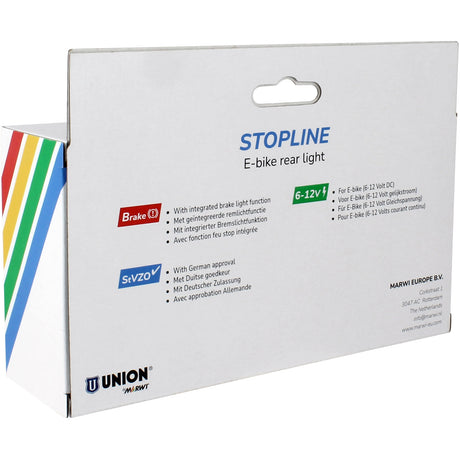 Luce posteriore Qibbel Union e-bike 50-80mm stopline 6-12v luce freno