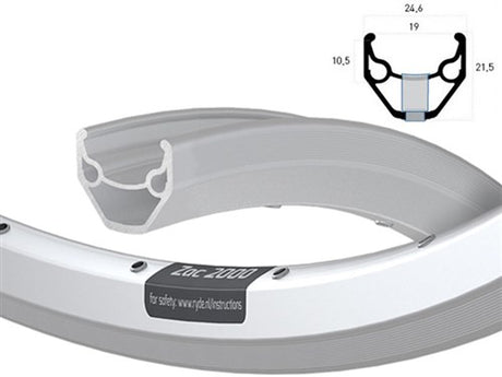 Cerchio Ryde 28 pollici 622 zac2000 silver lato rettificato 36 doppia boccola