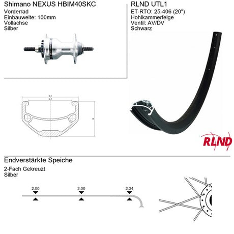 Ruota anteriore Roland 20 utl1 shimano im40 disco alluminio nera