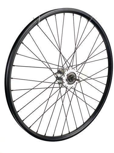 Ruota posteriore da 28 pollici in acciaio inox 622 nero lucidato, raggi 8 velocità, freno a rullo