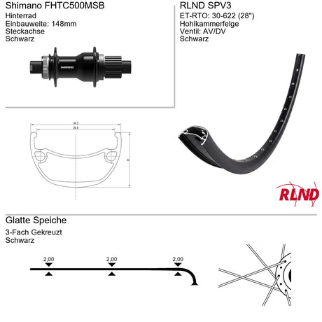 Roland achterwiel spv3 28 30-622 32g ta fhtc500msb zw zw