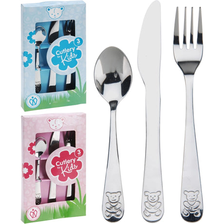 Set posate con orso 3 pezzi in acciaio inox 115x19x197mm