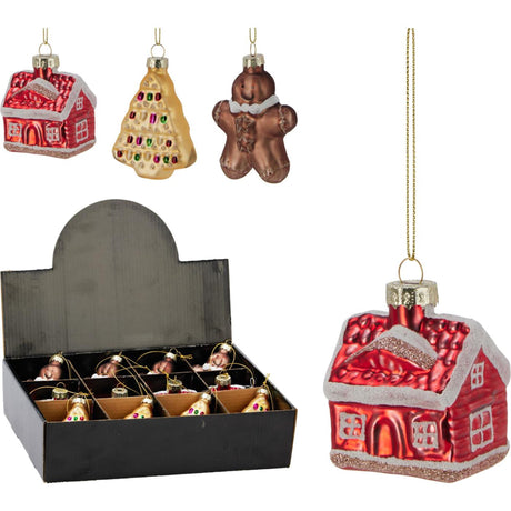 Ciondolo natalizio Figura natalizia in vetro 6 cm 3 display assortiti da 12 pezzi
