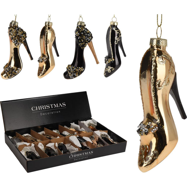 Ciondolo natalizio per scarpe con tacco in vetro 12 cm 4 display assortiti da 12 pezzi