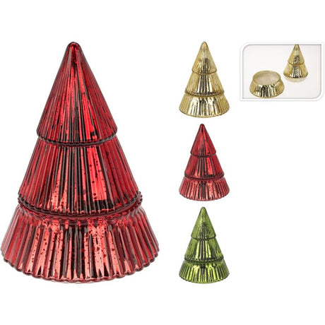 Candela profumata per l'home styling in vetro albero di Natale con coperchio 12x12x18cm