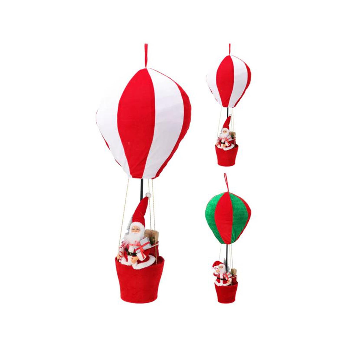 Mongolfiera con Babbo Natale xl h97cm velluto