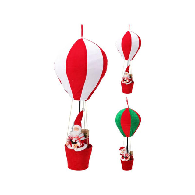 Mongolfiera con Babbo Natale xl h97cm velluto