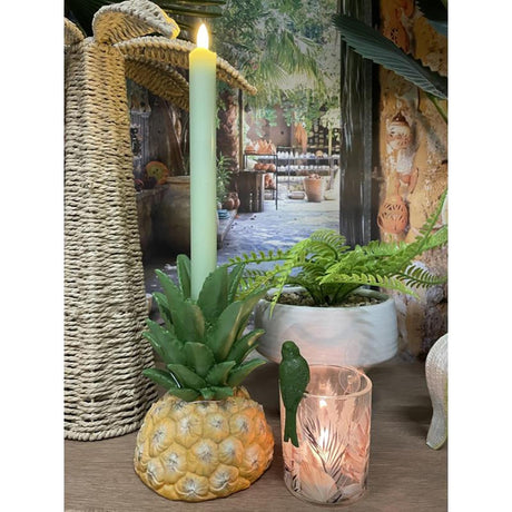 Cosydecor candeliere ananas in polystone 12x12x18 cm giallo verde