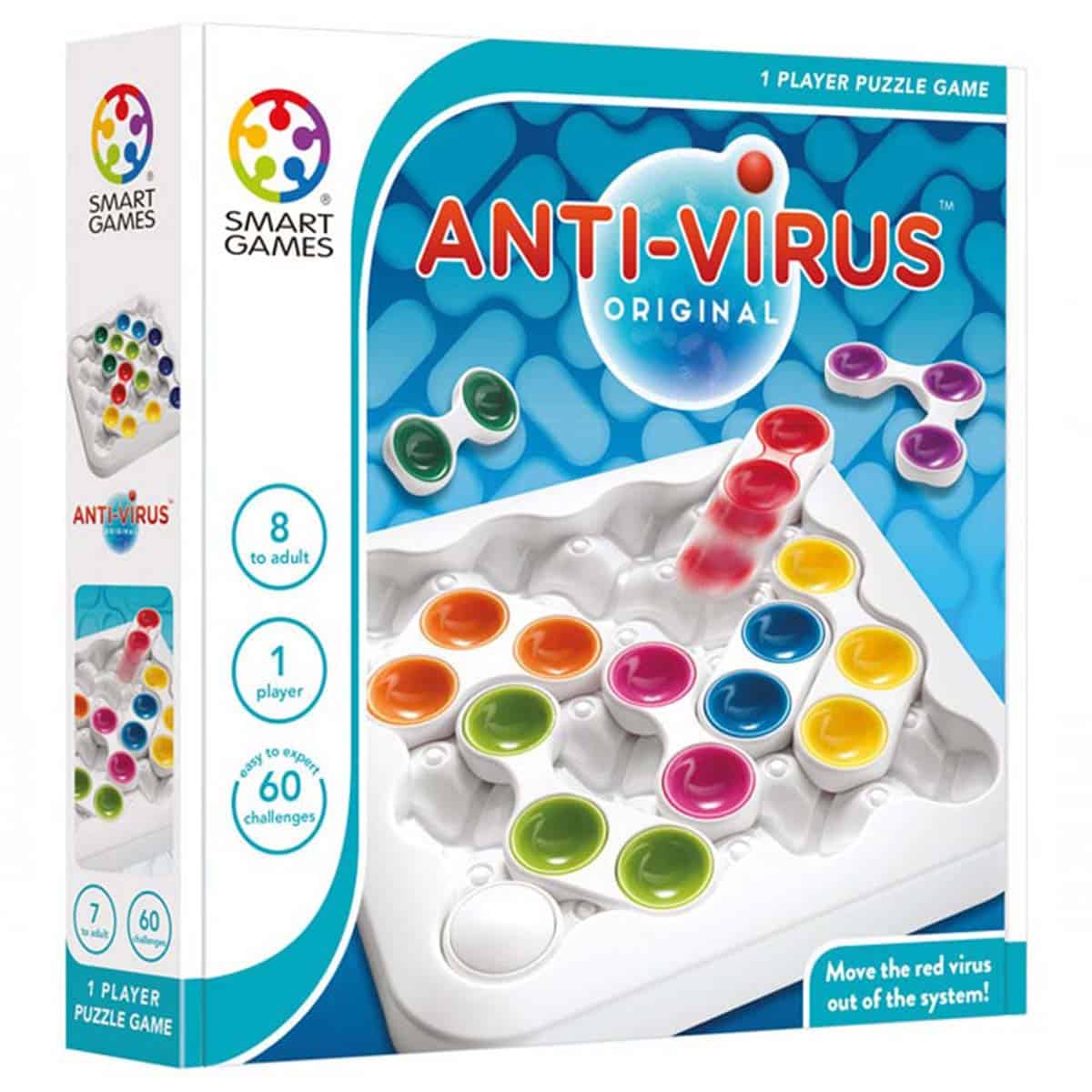 Smartgames anti-virus originale - gioco di pensiero con puzzle scorrevoli - 60 sfide logiche educative - gioco da solista - da 7 anni