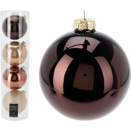 Palline di Natale in tubo mix ambra set da 4 pezzi ã¸10cm