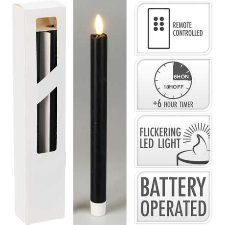 Candela da cena LED Home Styling nera set da 2 pezzi 25 cm