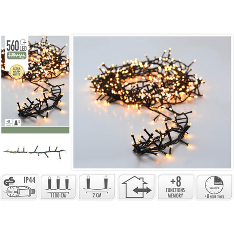 Microcluster di illuminazione natalizia 560LED 11m bianco extra caldo