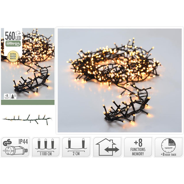Microcluster di illuminazione natalizia 560LED 11m bianco extra caldo