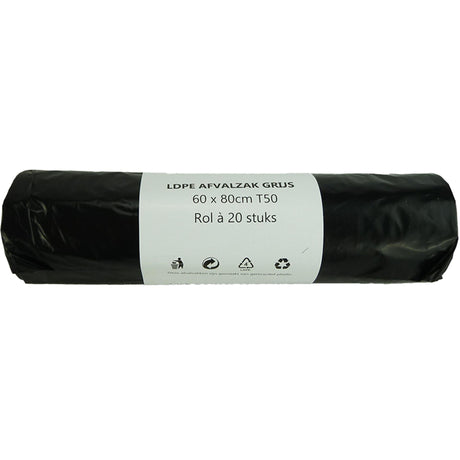Sacco per rifiuti 60 l grigio 20 pezzi su rotolo