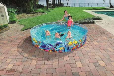 Piscina Bestway 2,44 mx 46 cm fill 'n fun odyssey snapset trasparente con stampa del mare. ca. 2000 litri