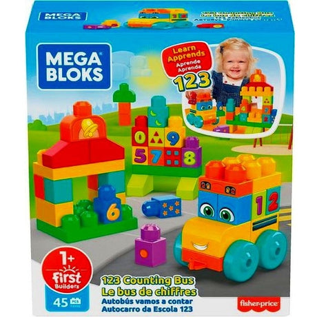 Mattel mega blocchi 1-2-3 bus di conteggio con vari blocchi con numeri