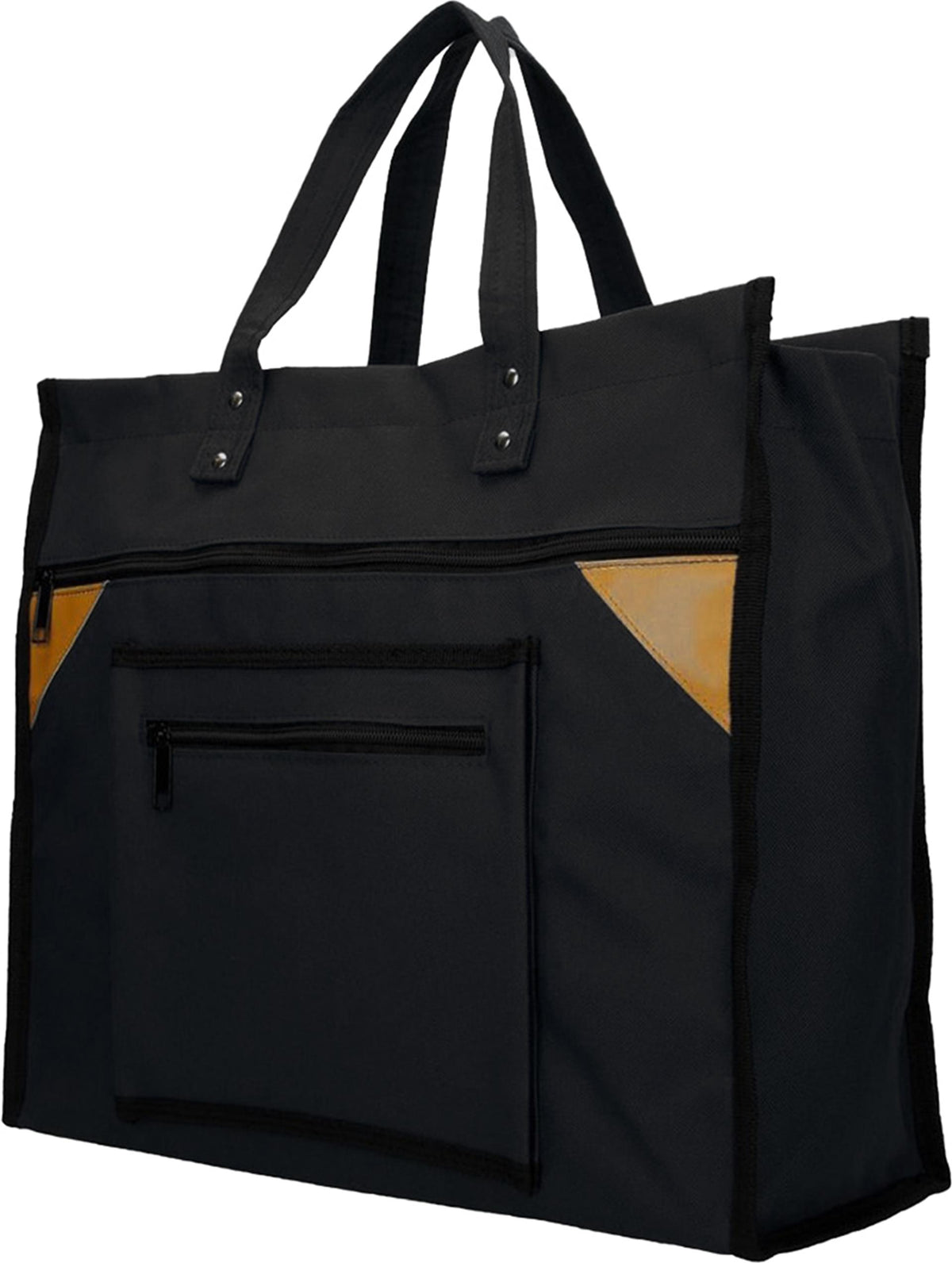Borsa shopping in tela larga nera 41x35x17cm