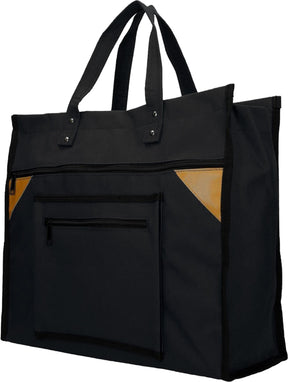 Borsa shopping in tela larga nera 41x35x17cm