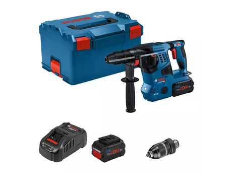 Bosch blu gbh 18v-28 cf | trapano a percussione a batteria 18v sds-plus 3.3j in l-boxx 238 (2x batteria procore da 8,0 Ah + caricabatterie) - 0611921002