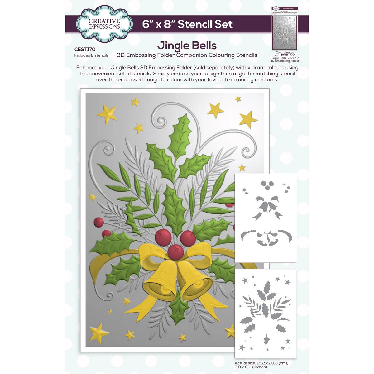 Espressioni creative • stencil da colorare Jingle Bells 6 x 8 in set da 2
