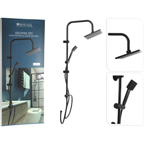 Soluzioni bagno set doccia con soffione a pioggia nero opaco
