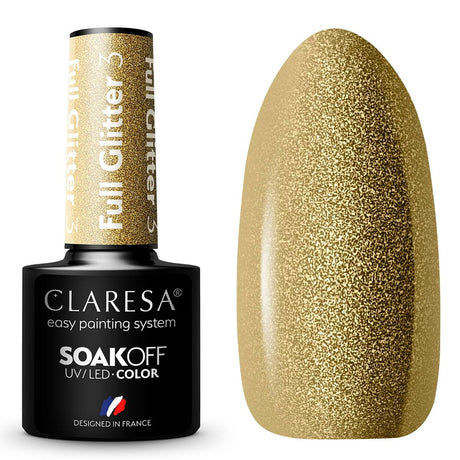 Smalto gel UV LED Claresa 5 ml Full Glitter 3 Oro