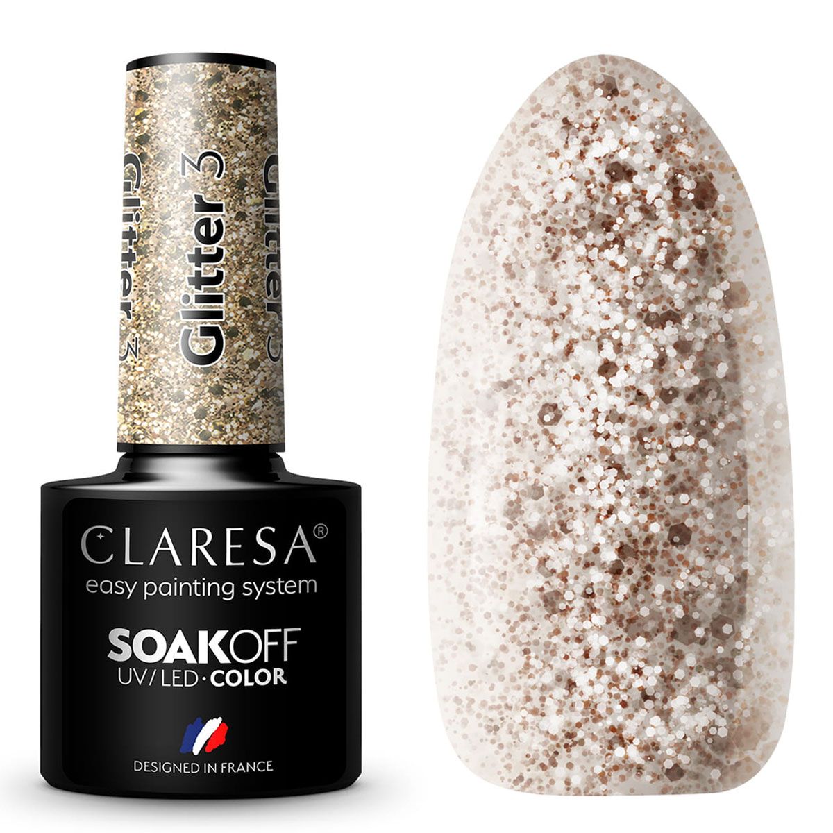 Smalto gel UV LED Claresa 5ml Glitter 3